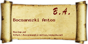 Bocsanszki Antos névjegykártya